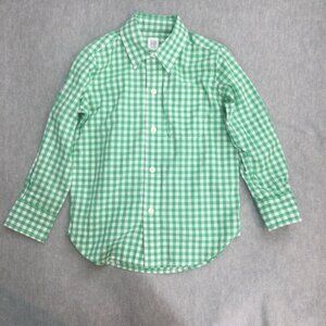 Gap Boys Button Shirt Green Gingham Check Plaid Long Sleeve Extra Small 4 5 NEW